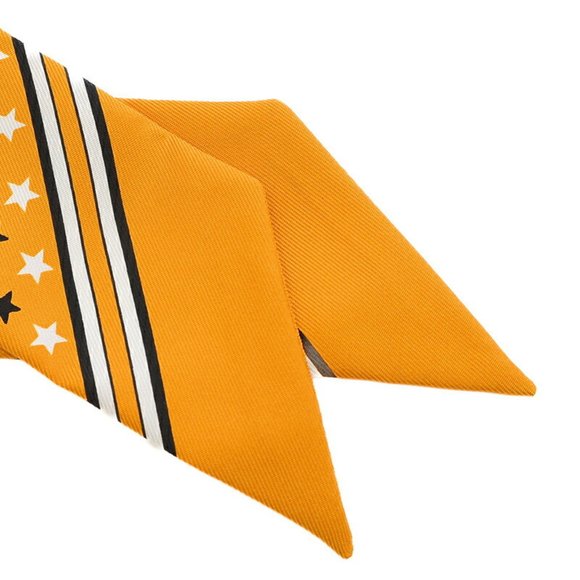 Hermes Twilly Leopard LES LEOPARDS Mustard Black White 100% Silk Scarf - Picture 4 of 4